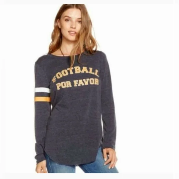 CHASER - NWT Navy Long Sleeve Football Graphic Tee Size Medium - Picture 2 of 6